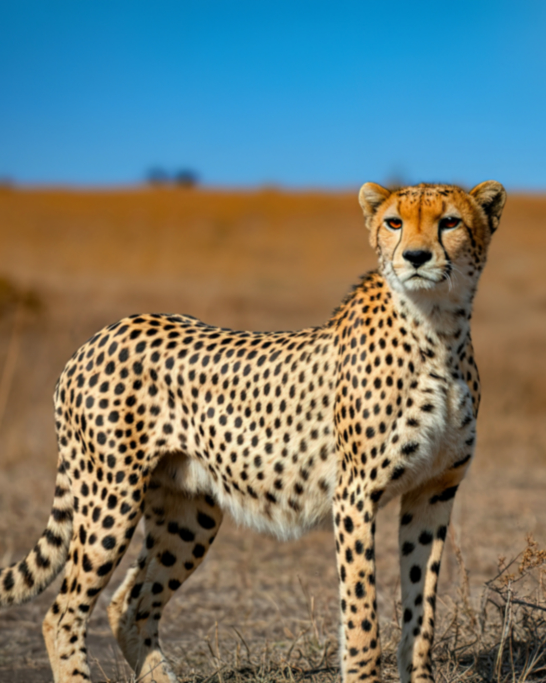 guépard dans la savane pendant un safari au Serengeti